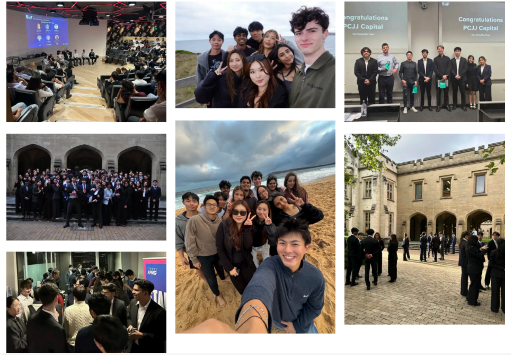 Snapshots of SIIF events, student trips, pitch nights, and community gatherings